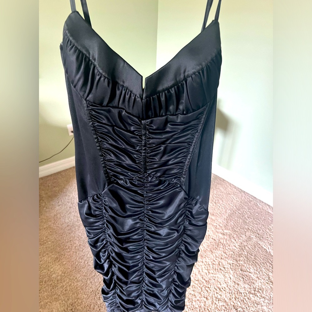 Bebe ruched Black Cocktail Dress Size Large